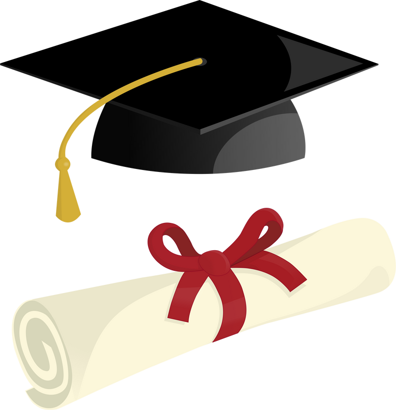 graduation hat with diploma